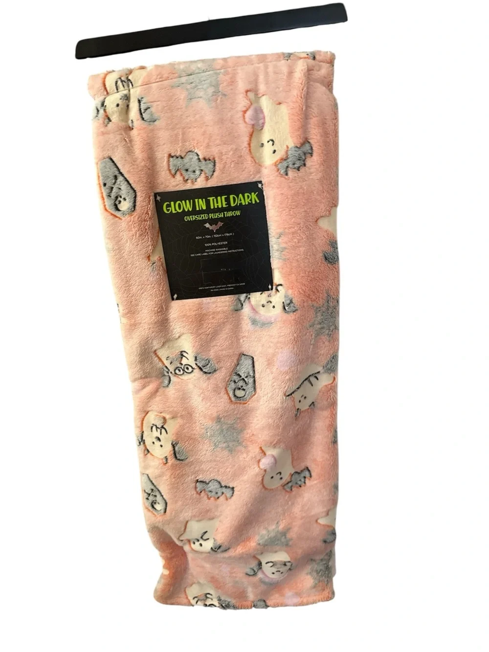 Glow in the Dark Ghost Plush Throw - Halloween Print